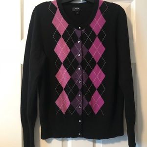 Like New Apt. 9 Cashmere Argyle Print Cardigan